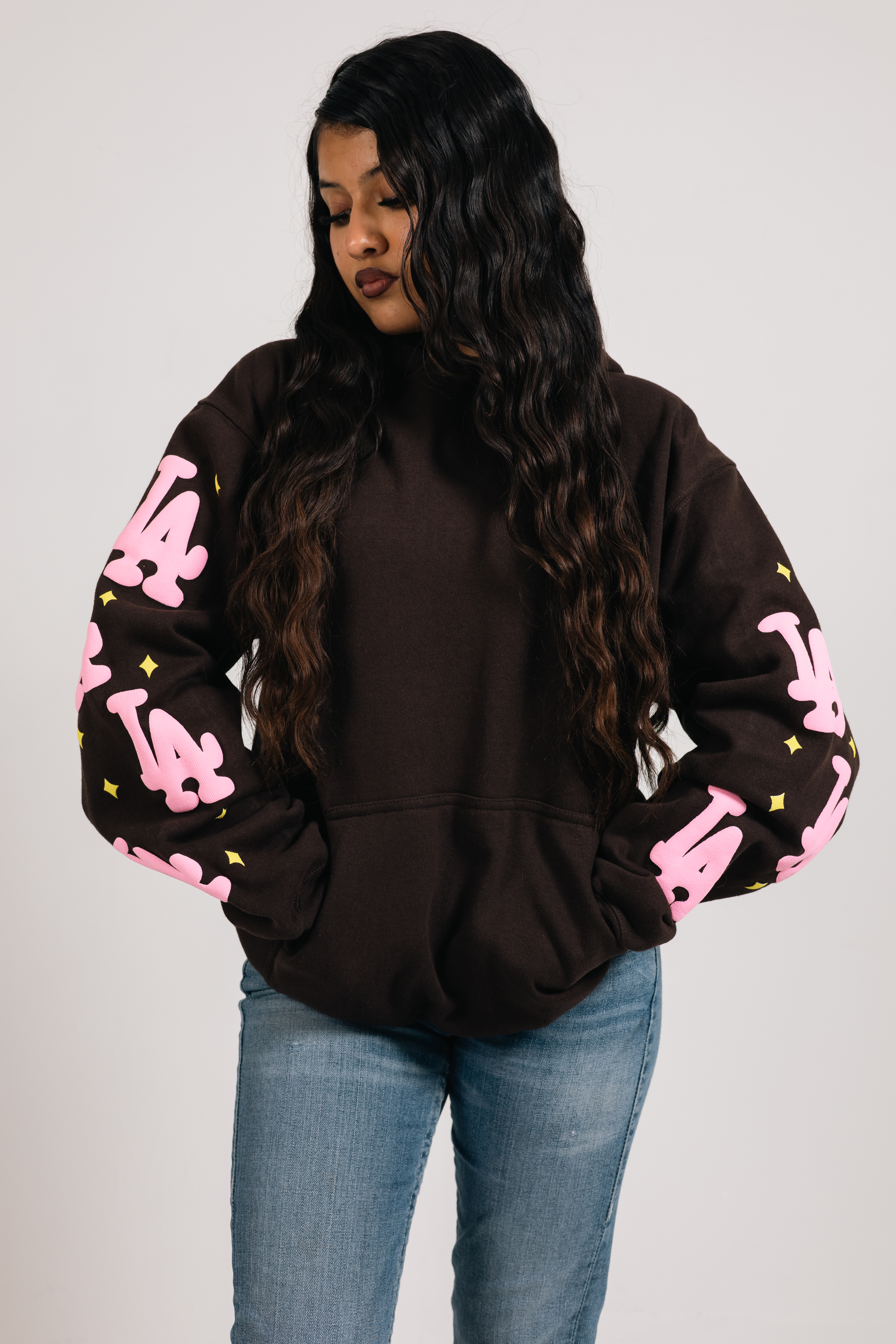 LA Women’s Oversized Mocha Starset Scattered Hoodie