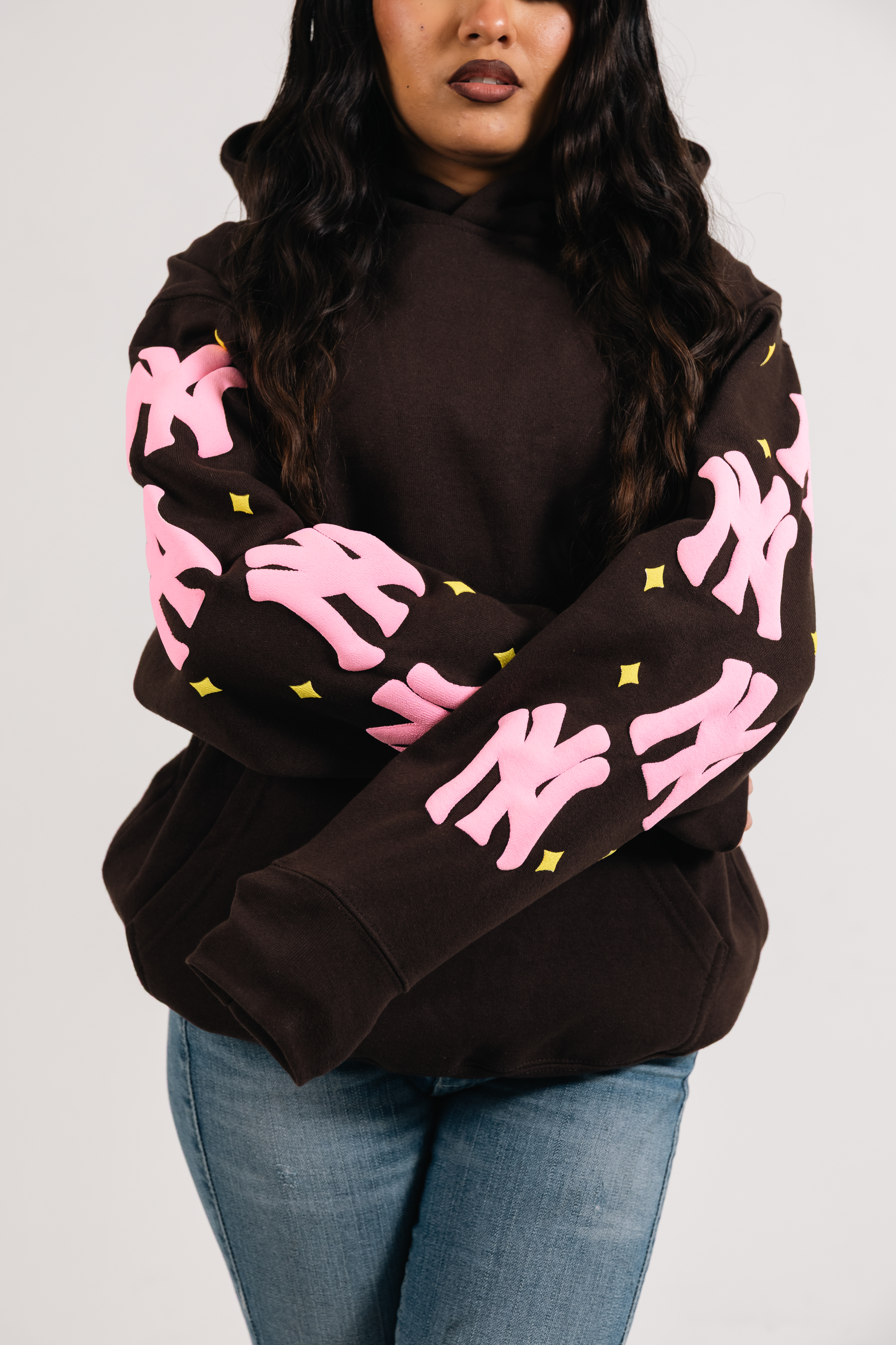 NY Women’s Oversized Mocha Starset Scattered Hoodie